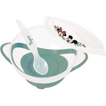 Bol Antivuelco Mickey/Minnie con Ventosa, Tapa y Cuchara - Tigex