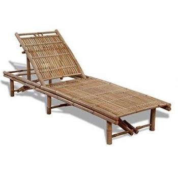 vidaXL Tumbona Ajustable de Jardín de Bambú Mueble Hamaca Lounger 3 Posiciones