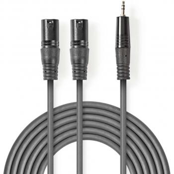 Cable de audio Nedis XLR 2X XLR 3-PINS M-3.5mm M 1.5m Gris