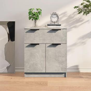 Aparador de madera contrachapada 60x30x70 cm, mueble de almacenaje de salón, buffet para salón, armario auxiliar, armario de almacenamiento en color gris hormigón
