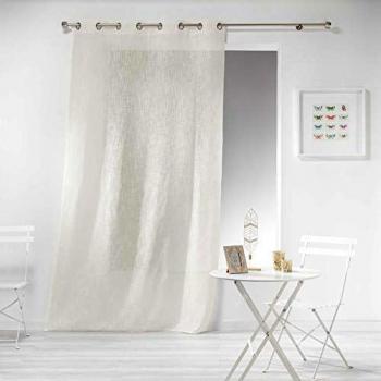 Panel de Voile Haltona con Ojetes Efecto Lino - 140 x 280 cm - Color Beige Natural