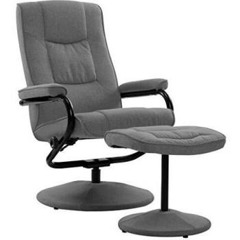 Light Grey Fabric Recliner Chair with Ottoman