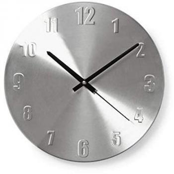Nedis Reloj de Pared Circular 30 cm de diametro Aluminio