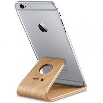 Soporte Universal para Smartphone y Tableta de Madera de Abedul - Color Marrón Claro