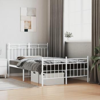 Cama de metal blanca con cabecero y estribo 120x200 cm para pediatría