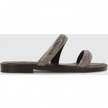Sandalias planas de mujer con detalle de tiras con piedras de color plata