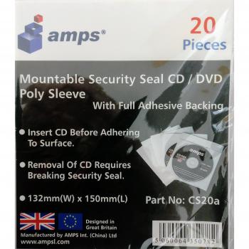 Amps - sobre plastico Autoadhesivo para CD/DVD 20 uds