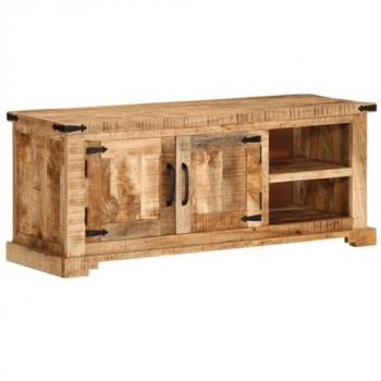 Mueble de TV madera maciza de mango rugosa 110x35x45 cm Marrón