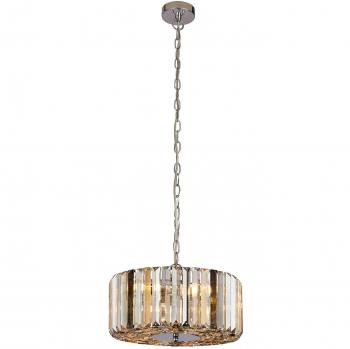 Lámpara colgante Glass Hat, acero cromado dulce, ámbar, transparente, ahumado, 3 bombillas, diámetro 21 cm