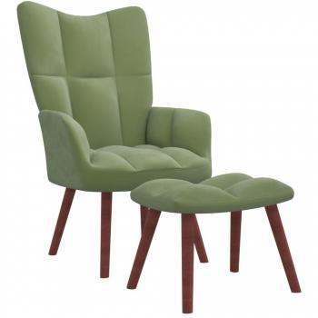 Sillón relax con reposapiés de terciopelo verde claro vidaXL