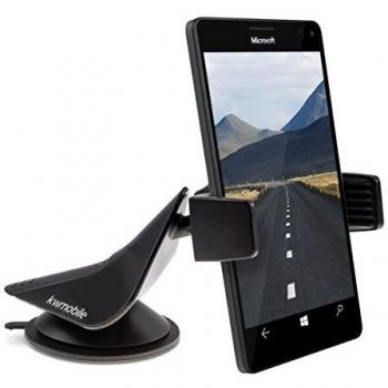 kwmobile soporte para el parabrisas del automóvil para Microsoft Lumia 950 XL - soporte automóvil con ventosa en negro
