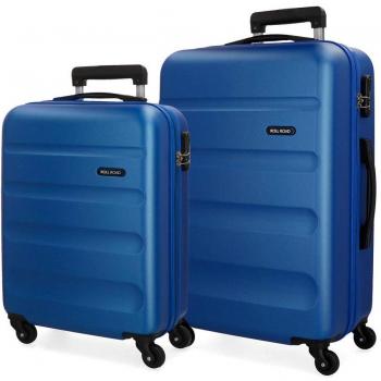 Roll Road Flex Juego de maletas Azul 55/65 cms Rígida ABS Cierre combinación 91L 4 Ruedas Equipaje de Mano