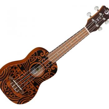 Luna Uke Tribal Soprano Mahogany Acoustic Ukulele, Satin Natural