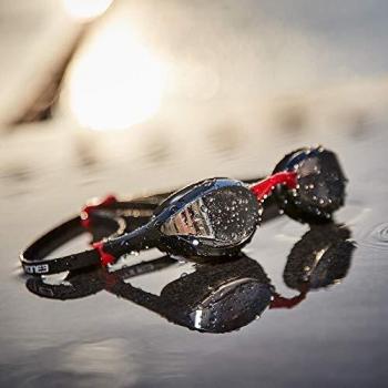 Gafas de natación Zone3 Volaire Streamline Racing negro rojo con lentes espejadas plateada