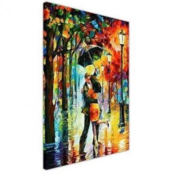 Lienzo impreso abstracto de Baile bajo la lluvia de Leonid Afremov, estilo arte moderno, lona madera, 06- A0 - 40 X 30