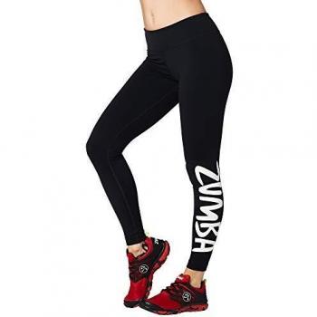 Zumba Dance Leggings Estampados Pretina Ancha de Cintura Fitness Entrenamiento Mallas de Deporte de Mujer, Bold Black, XS