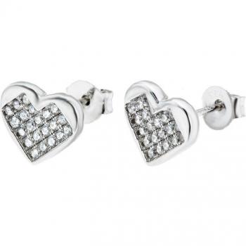 Pendientes Time Road JS00067 Basics de Plata con Motivo Corazón para Mujer