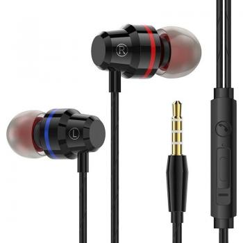 Auriculares metálicos con cable 4D, Supergraves y micrófono para móviles iPhone, Xiaomi, Samsung y Huawei