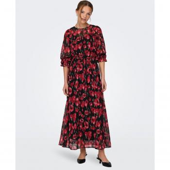 Vestido Midi Only Mujer Onlmarise Rojo con Estampado de Flores