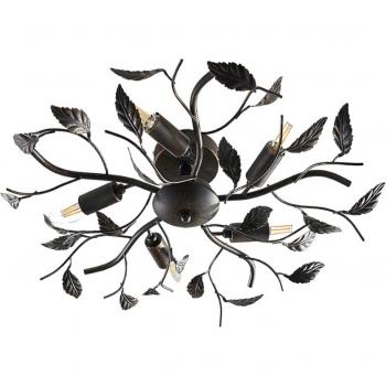 Lámpara de techo Lindby Yos, 5 luces, 58 cm, negro-oro, metal