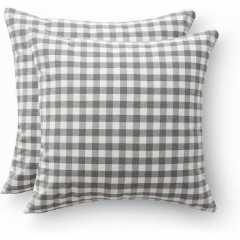 Gamusi Pack 2 Fundas Cojín Vichy 45x45 cm Gris