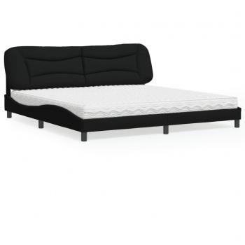 Cama Doble con Colchón de Tela Negro 200x200 cm