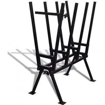 vidaXL Soporte Plegable con Sierras para Carpintería Hierro Galvanizado Negro