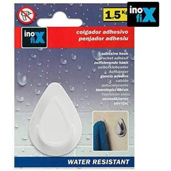 Inofix 66536 Colgador Resistente Al Agua Mod. Gota, Blanco
