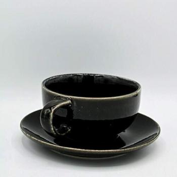 broste Copenhagen Nordic Coal - Taza de té con platillo, color negro