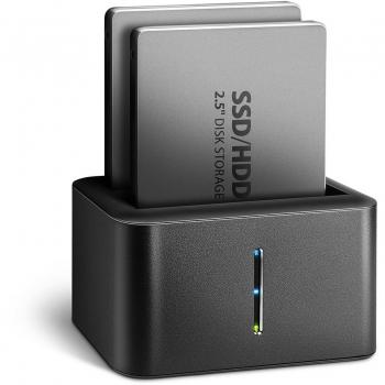 AXAGON Mini Dual Dock ADSA-D25 USB 3.2 Gen 1 - Estación de acoplamiento para 2 discos duros o SSD de 2.5 SATA a una velocidad de transferencia de hasta 6 Gbps