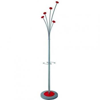 ALBA Perchero 5 Ganchos, Rojo, 187x36x36 cm