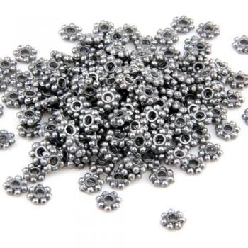 200X Cuentas Abalorios Separador Flor Tibet Plata Collar 4mm