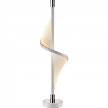 Lámpara de mesa LED Edano de Lucande, moderna, en color blanco, hecha de textura tela y tejido seda, para salón y comedor, con 1 bombilla