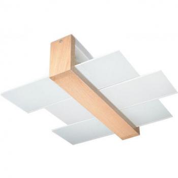 Lámpara de Techo FENIKS 2 Madera Natural E27 Vidrio Iluminación LED Aplique Sollux Lighting Peach Puff