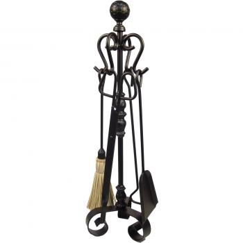 Imex El Zorro 10030 - Juego de Herramientas para Chimenea en Bola Forja, 4 Piezas, 70cm