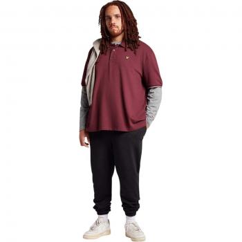 Lyle & Scott Plus Size Tipped Polo Shirt in Burgundy/Mid Grey Marl