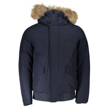 Woolrich Blue Hooded Jacket with Removable Fur - XL