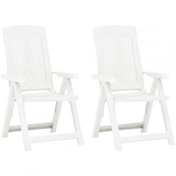 vidaXL Garden Reclining Chairs 2 pcs Plastic White