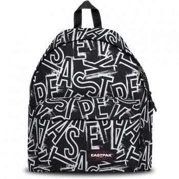 Mochila Eastpak Padded Pak'r 24L negro puro blanco brillante con capacidad de 24 litros, diseño clásico, compartimento principal con cierre de cremallera, bolsillo frontal con cremallera, correas ajustables y respaldo acol