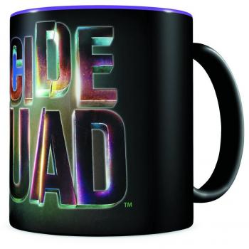 Taza cermica negra logo suicide squad escuadron suicida