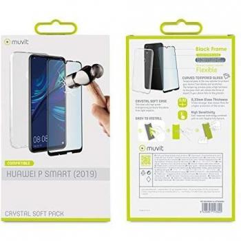 Muvit Pack Huawei P Smart 2019 Funda Cristal Soft Transparente + Protector Pantalla Vidrio Templado Plano