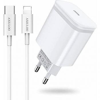 AXIULOO 20W USB C Cargador Replacement for iPhone 12/12 Mini/12 Pro/12 Pro Max/11, Carga Rapida Tipo C Adaptador y 2M Cable, PD 3.0 Pared Enchufe Movil para Phone SE 2020/XS MAX/XR/X / 8 Plus, Pad