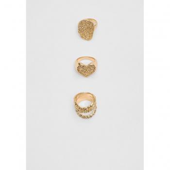 Textured Gold Ring Set of 3