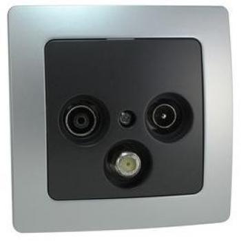 Base Antena Empotrar TV + Radio y Satelite PLATA/GRIS