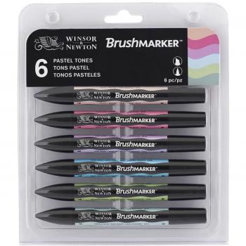 Winsor & Newton BrushMarkers - Pack de 6 rotuladores, tonos pasteles