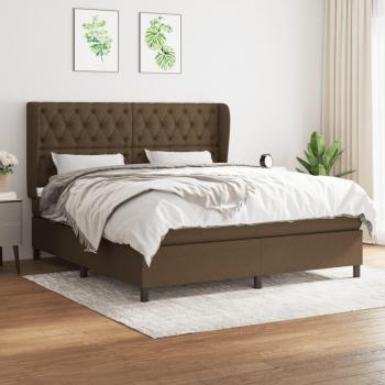 Cama box spring suave con colchón marrón oscuro 160x200 cm Tela