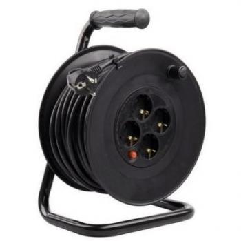 Alargo enrollable 25mt 3x1,5mm con desconexión térmica y 4 tomas