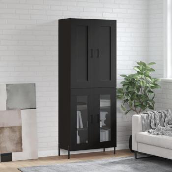 Aparador alto madera contrachapada 69,5x34x180 cm con puertas de cristal