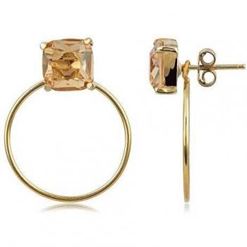 Córdoba Jewels | Pendientes en plata de ley 925 con bañada en oro con Swarovski con diseño Circle Swarovski Ámbar Gold