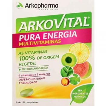 Arkopharma Arkovital Pura Energía 30 Comprimidos, Multivitamínico Defensas Naturales y Vitalidad, 9 Vitaminas Naturales y 5 Minerales, Mayor Asimilación